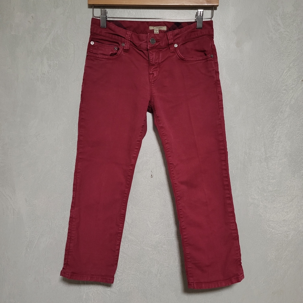 Burberry London Burgundy Cropped Denim Jeans